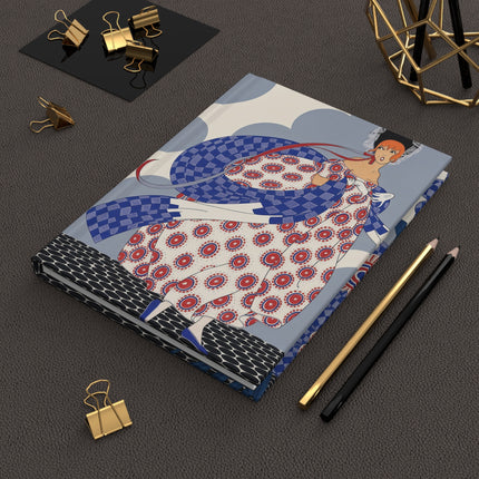 🌸🎀 The Lady Of The Checkered Flower Garden Hardcover Journal – Art Deco Fashion Whimsy