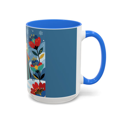 ❤️❄️ The Winter Heart Messenger Colorful Mug – Art Deco Snow Garden Fantasy