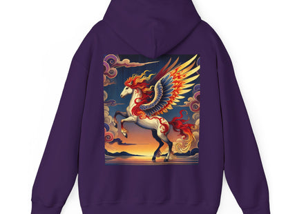 Flame-Winged Horse at Sunset – Heavy Blend™ Hooded Sweatshirt