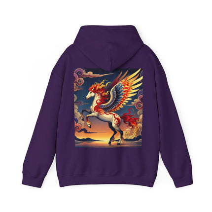 Flame-Winged Horse at Sunset – Heavy Blend™ Hooded Sweatshirt