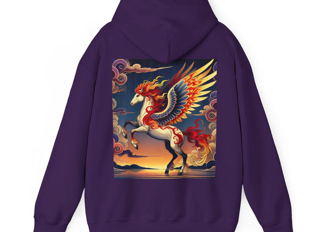Flame-Winged Horse at Sunset – Heavy Blend™ Hooded Sweatshirt