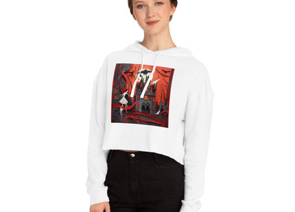 Halloween Night Scene Women’s Cropped Hooded Sweatshirt