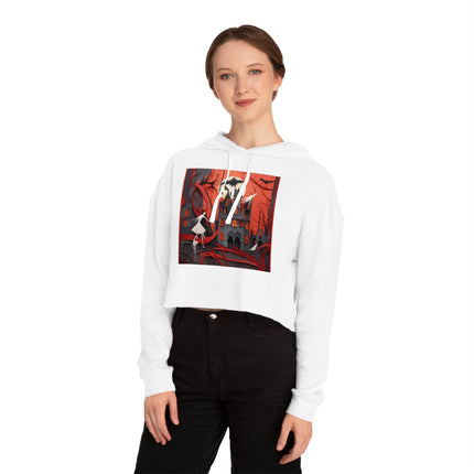 Halloween Night Scene Women’s Cropped Hooded Sweatshirt