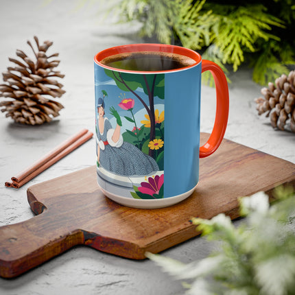 The Lady Of The Secret Garden Colorful Mugs – Art Deco Botanical Elegance