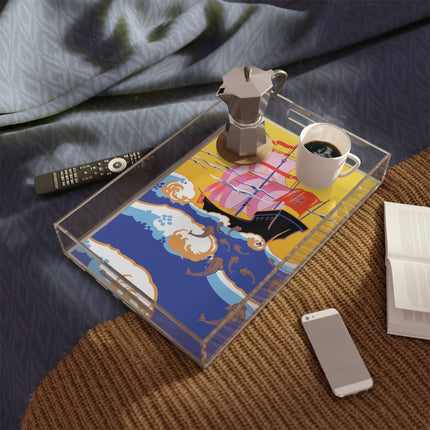 Golden Seas and Whimsical Dreams Acrylic Serving Tray