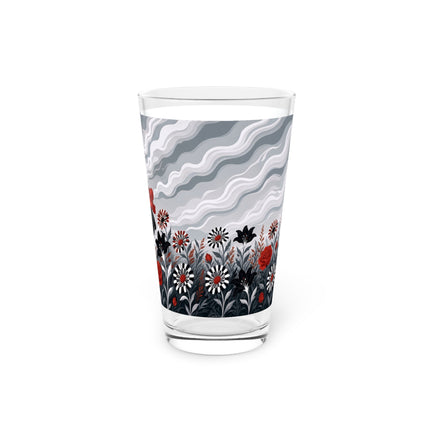 🌧️🌺 The Stormy Flower Walk Pint Glass – Art Deco Floral Fashion