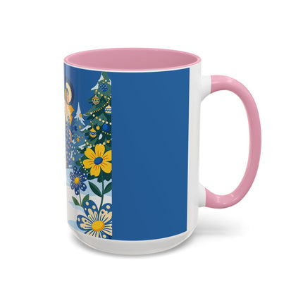 💙🌼 The Bluebell Christmas Promenade Colorful Mug – Art Deco Holiday Fantasy