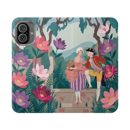 🌺🎭 The Garden Courtship Flip Case – Art Deco Floral Romance