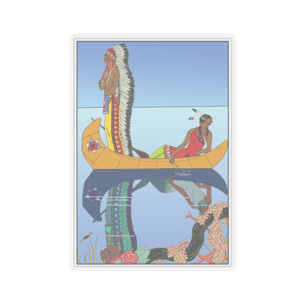 Le long du Missouri (Indian couple on the Missouri River) by George Barbier Kiss-Cut Stickers (4 Sizes)
