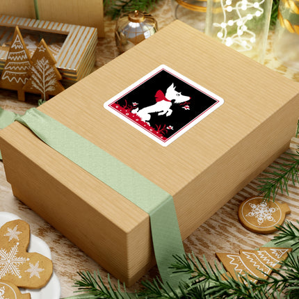 The Enchanting White Terrier with a Red Bow Kiss-Cut Stickers (4 Sizes)