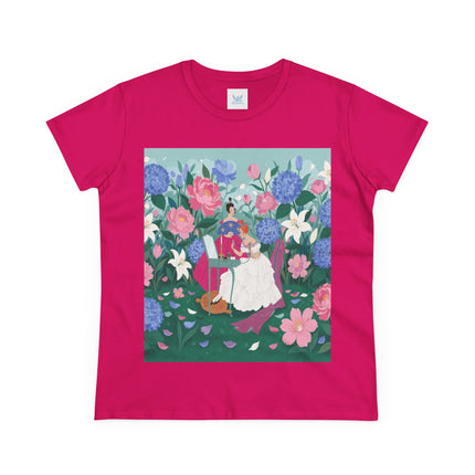 💎🌸 The Lady Of The Jeweled Garden Cotton Tee – Art Deco Floral Elegance