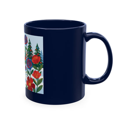 🌹🎄 The Lady Of The Holiday Roses Ceramic Mug – Art Deco Christmas Elegance