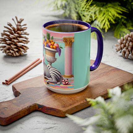 Still Life with Zebra, Fruit, and Pink Columns Colorful Mugs (11oz, 15oz)