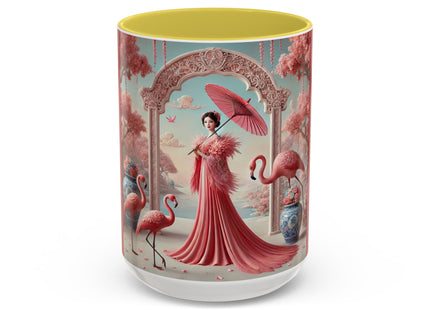 Petals, Porcelain, and Flamingos Colorful Mugs (11oz, 15oz)