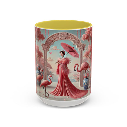 Petals, Porcelain, and Flamingos Colorful Mugs (11oz, 15oz)