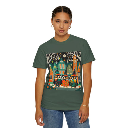 Night of the Trick-or-Treating Owlets Unisex Garment-Dyed T-shirt