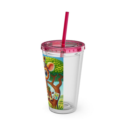 Giraffe Lookout Sunsplash Tumbler with Straw, 16oz
