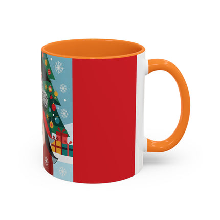 ❤️ The Lady Of The Crimson Scarf Colorful Mug – Art Deco Christmas Elegance