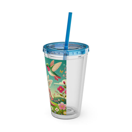 Geisha Fairy and the Hummingbird Blossom Sunsplash Tumbler with Straw, 16oz