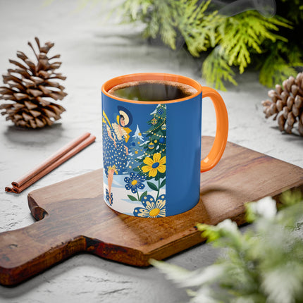 💙🌼 The Bluebell Christmas Promenade Colorful Mug – Art Deco Holiday Fantasy