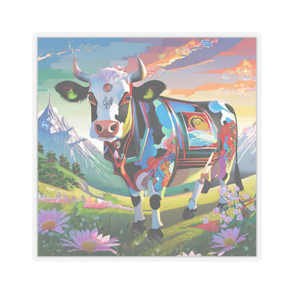 Cyber Glitch Cow Kiss-Cut Stickers (4 Sizes)