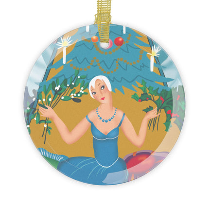 Art Deco Christmas Elegance Glass Ornament