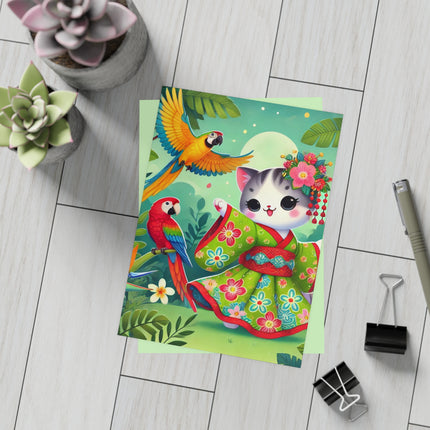 Parrot Dance of the Geisha Kitten Postcard Bundles (envelopes included) - Bundles of 10, 30, 50 Pieces