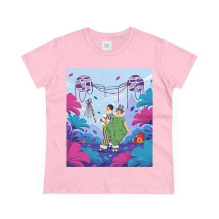 🎭🌸 The Garden Masquerade Cotton Tee – Art Deco Floral Whimsy