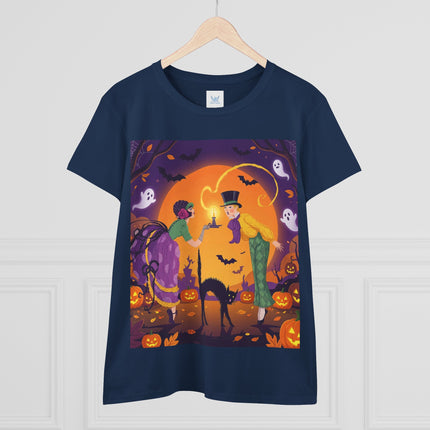 🎃🕯️ The Midnight Halloween Greeting Cotton Tee – Vintage Halloween Charm
