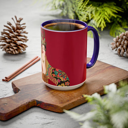 Butterfly Empress of the Crimson Pavilion Colorful Mug (11oz, 15oz) – Art Deco Beauty, Butterfly Elegance & Ornamental Style