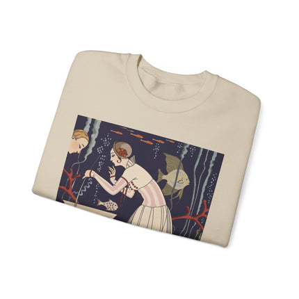 L'Etourdissant Petit Poisson (The Dazzling Little Fish) by George Barbier Heavy Blend™ Crewneck Sweatshirt
