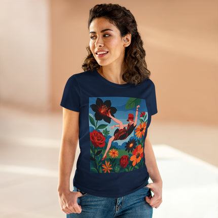 🌺✨ The Lady In The Fabulous Flowers Cotton Tee – Art Deco Floral Fantasy