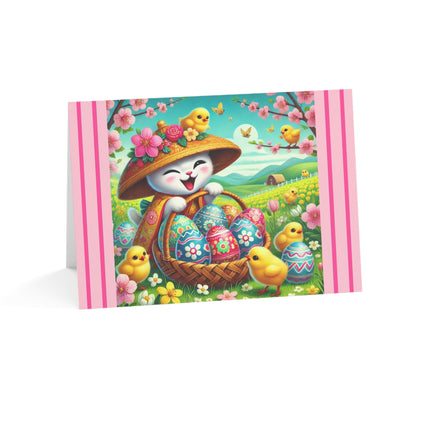 Geisha Kitten’s Easter Delight Greeting Cards (1, 10, 30, and 50pcs)