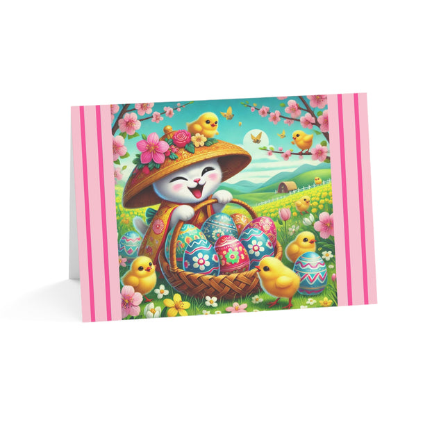 Geisha Kitten’s Easter Delight Greeting Cards (1, 10, 30, and 50pcs)