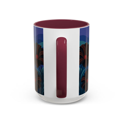 🖤🌺 The Midnight Floral Acrobat Colorful Mug – Art Deco Fashion Whimsy