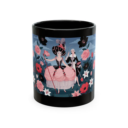 🌹🖤 The Lady Of The Midnight Rose Garden Ceramic Mug – Art Deco Floral Elegance