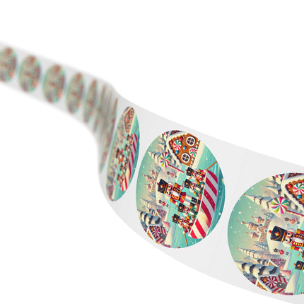 Nutcracker Candy-Striped Adventure Round Sticker Label Rolls