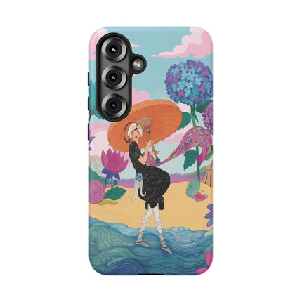 🌊☂️ The Lady Of The Flowered Seashore Phone Case – Art Deco Seaside Fashion