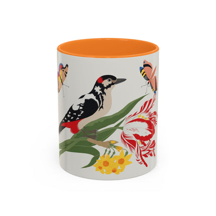 Woodpecker & Tulip Colorful Mugs – Vibrant Spring & Bold Beauty