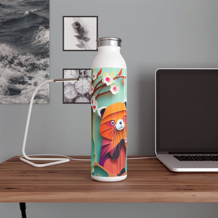 A Playful Red Panda Slim Water Bottle