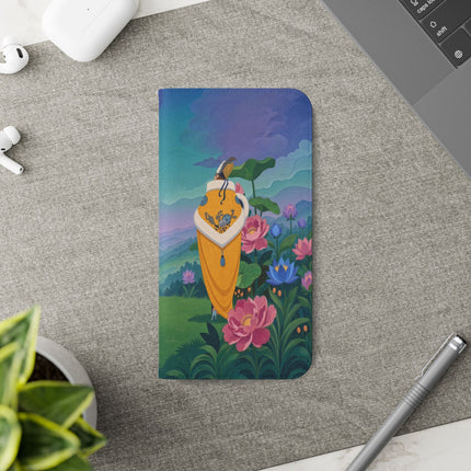 🌸🏔️ The Lady Of The Lotus Valley Flip Case – Art Deco Botanical Reverie