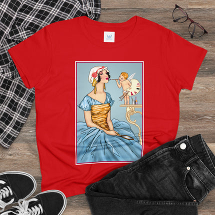 The Enchanting Painter: A Fairy's Artistic Touch Ceramic Women's Midweight Cotton Tee