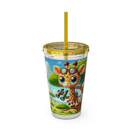 Giraffe Lookout Sunsplash Tumbler with Straw, 16oz