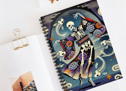 Skeleton Kabuki Performer Spiral Notebook - Ruled Line
