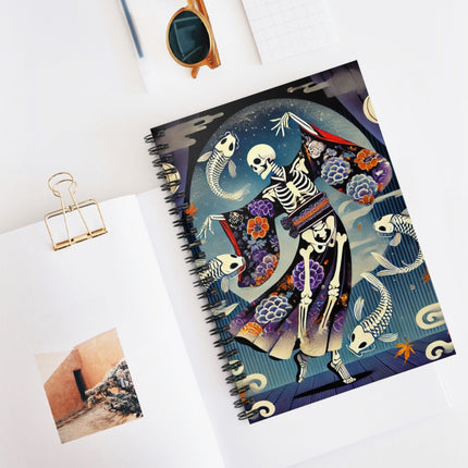 Skeleton Kabuki Performer Spiral Notebook - Ruled Line