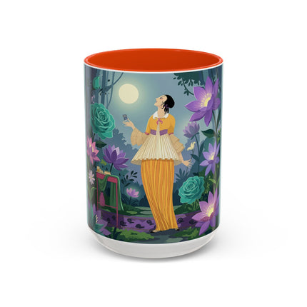 The Lady Of The Moonlit Garden Colorful Mugs – Art Deco Botanical Serenity