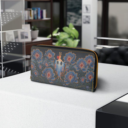 🌸🦋 The Enchanted Blue Blossom Dancer Wallet – Art Deco Floral Fantasy