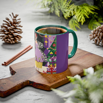 🎁✨ The Lavender Christmas Masquerade Colorful Mug – Art Deco Holiday Fantasy