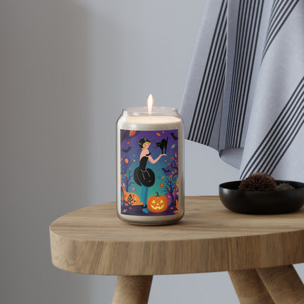 🐈‍⬛🎃 The Midnight Black Cat Masquerade Scented Soy Candle – Whimsical Halloween Elegance