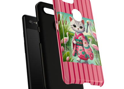 Geisha Kitten Strolls Among the Spoonbills Phone Cases